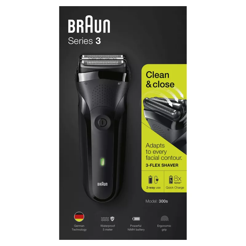 Braun Series 3 300s skuveklis ar trimmeri, melns