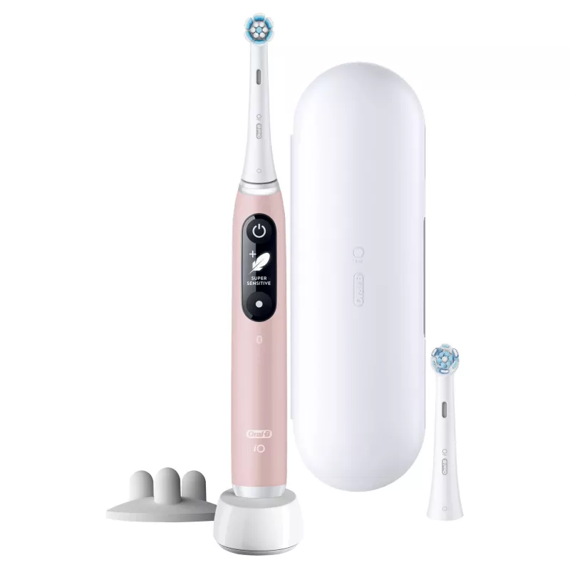 Oral-B iO 6S pieaugušo vibrējoša zobu birste rozā, balta