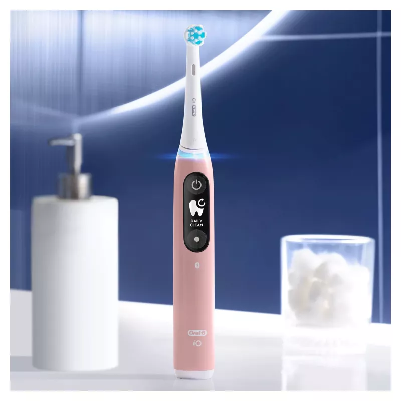 Oral-B iO 6S pieaugušo vibrējoša zobu birste rozā, balta