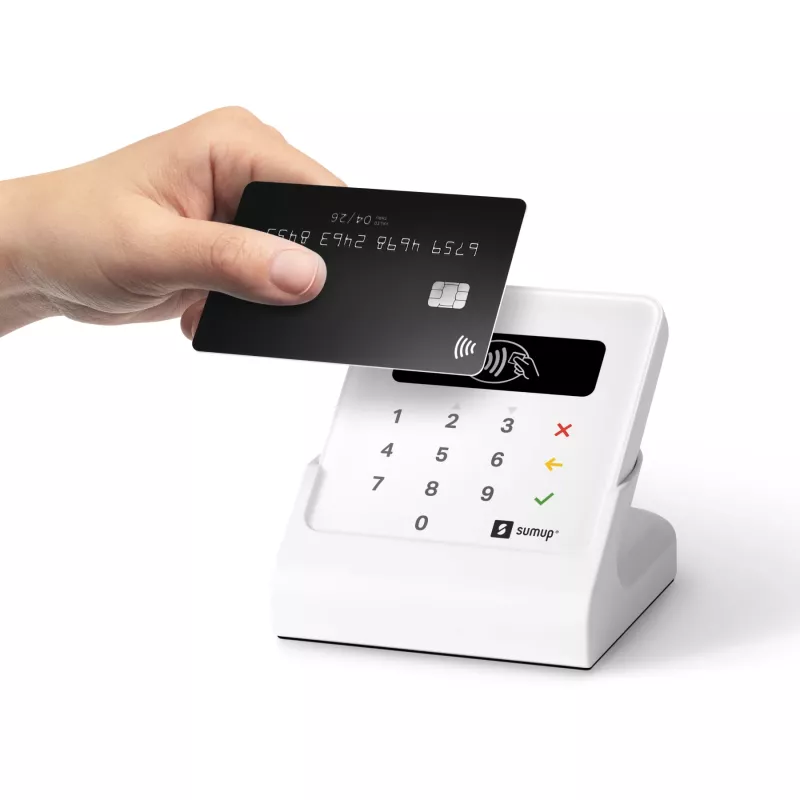 SumUp Air karšu lasītājs ar statīvu, Bluetooth, NFC, balts