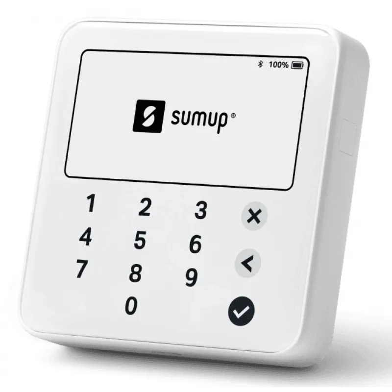 SumUp Solo Lite viedais karšu lasītājs ar Bluetooth, balts