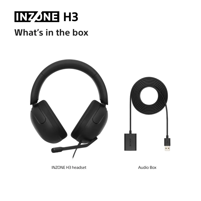 Vadu austiņas Sony INZONE H3 — melnas, modelis MDRG300B.CE7
