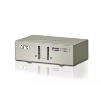 ATEN CS72U 2-portu USB VGA KVM slēdzis ar audio (iekļauti KVM kabeļi), 2048 x 1536 pikseļi, QXGA, 0,142 W, Pelēks
