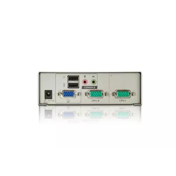 ATEN CS72U 2-portu USB VGA KVM slēdzis ar audio (iekļauti KVM kabeļi), 2048 x 1536 pikseļi, QXGA, 0,142 W, Pelēks