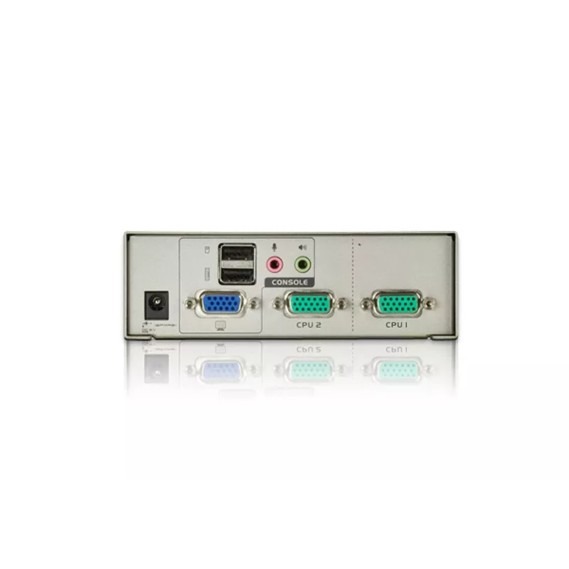 ATEN CS72U 2-portu USB VGA KVM slēdzis ar audio (iekļauti KVM kabeļi), 2048 x 1536 pikseļi, QXGA, 0,142 W, Pelēks