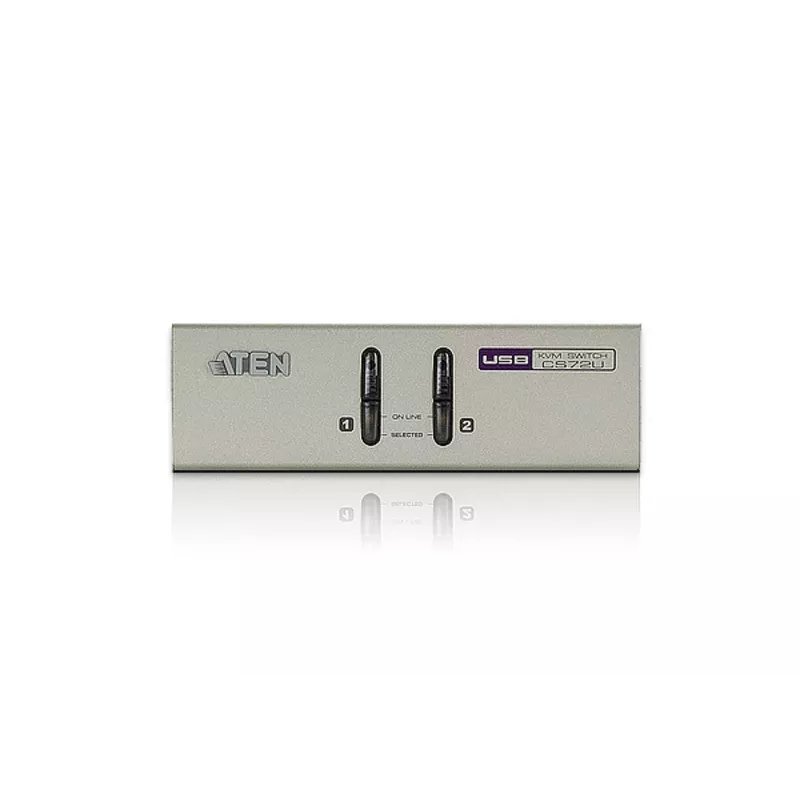 ATEN CS72U 2-portu USB VGA KVM slēdzis ar audio (iekļauti KVM kabeļi), 2048 x 1536 pikseļi, QXGA, 0,142 W, Pelēks
