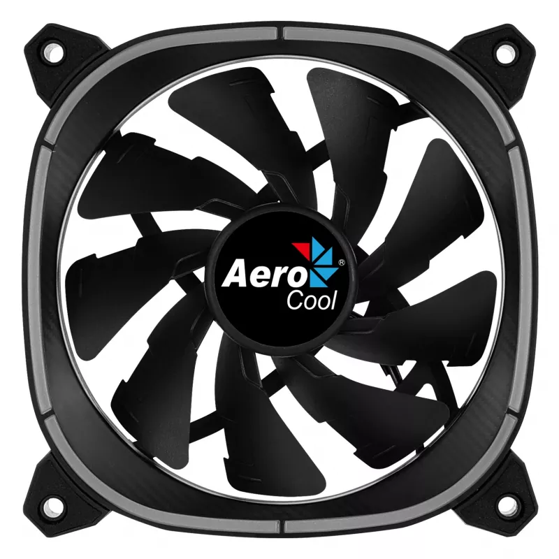 Aerocool ASTRO12 PC dzesētājs 12cm LED RGB pretvibrācijas 6 kontaktu Melns