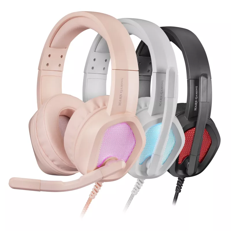 Mars Gaming MH320 austiņas ar mikrofonu, vadu, USB-A, rozā
