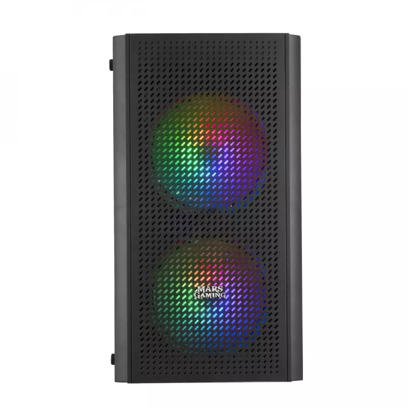 Mars Gaming MC300 Micro ATX korpuss ar rūdītu stiklu un 3x FRGB ventilatoriem, melns