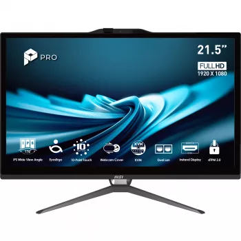 MSI Pro AP222T 14MA-613EU 54,6 cm (21,5 inch) All-in-One dators ar skārienekrānu, Intel Core i3-14100, 8 GB DDR4, 512 GB SSD, Windows 11 Home, melns