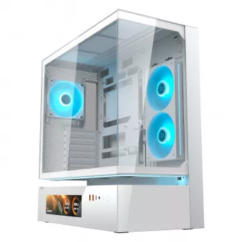 COUGAR CFV235 Vision PC korpuss — 9,16 collu LCD, balts, ATX/micro-ITX, 2x3,5 inch + 2x2,5 inch