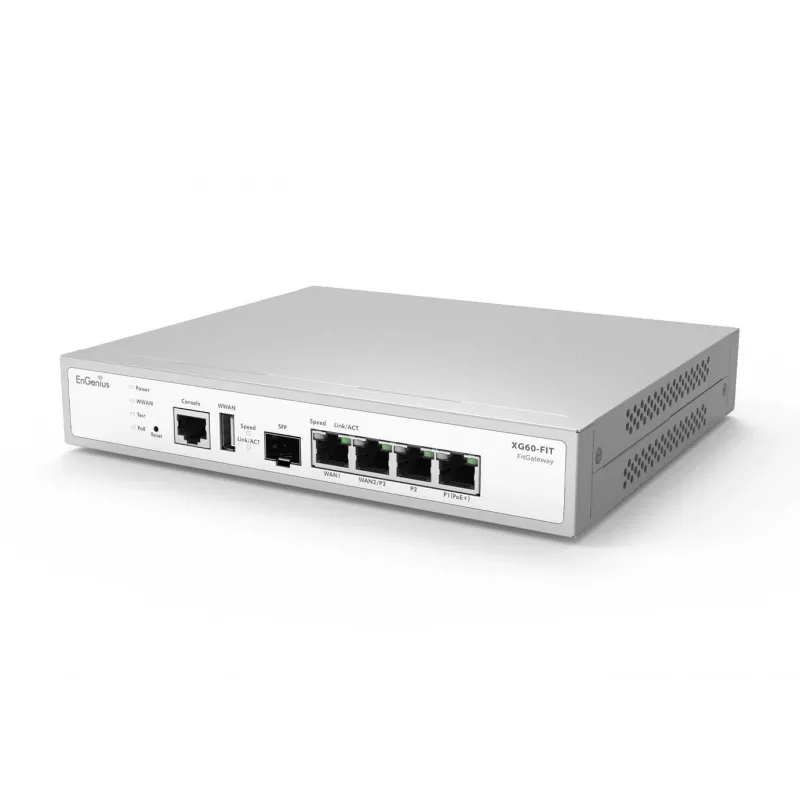 EnGenius FitXpress Managed Gateway XG60-FIT – pārvaldāms vārtejas maršrutētājs ar 2 x GbE LAN, 2 x GbE WAN un 1 SFP portu