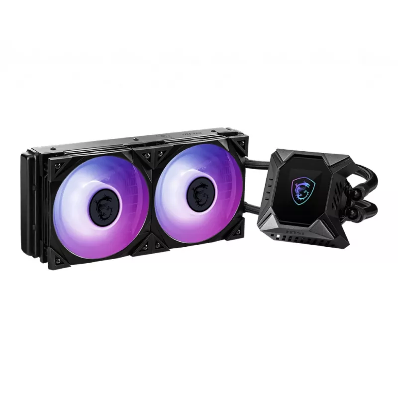 MSI MPG CORELIQUID K240 šķidruma CPU dzesētājs, 240mm radiators, 2.4 inch LCD displejs ar ventilatoru, 3x 120mm ARGB PWM ventilators, centrālais, atbalsta Intel un AMD platformas, dzesēšana no ASETEK