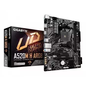 Mātesplate GIGABYTE A520M H ARGB – AM4, Micro ATX, DDR4, PCIe 3.0 M.2, ARGB