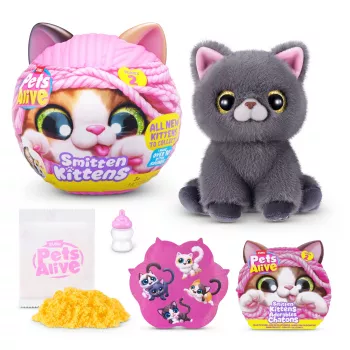 Rotaļlietu kaķis Zuru Pets Alive Smitten Kittens Series 2 — interaktīvs skaņu kaķēns, 3+ gadi, AAA baterijas