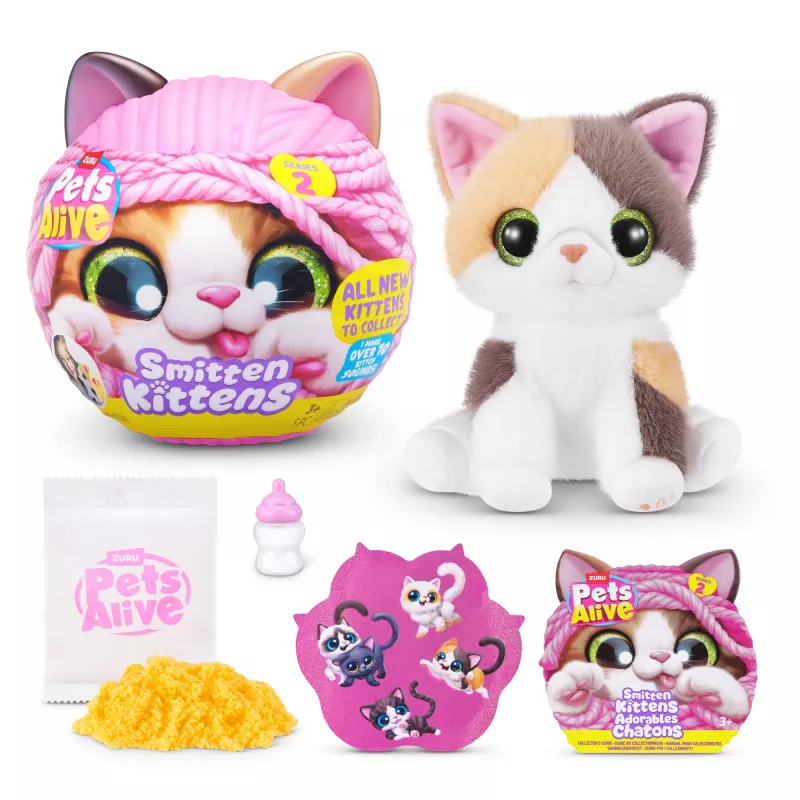 Rotaļlietu kaķis Zuru Pets Alive Smitten Kittens Series 2 — interaktīvs skaņu kaķēns, 3+ gadi, AAA baterijas