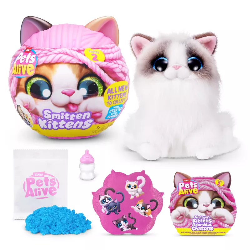 Rotaļlietu kaķis Zuru Pets Alive Smitten Kittens Series 2 — interaktīvs skaņu kaķēns, 3+ gadi, AAA baterijas