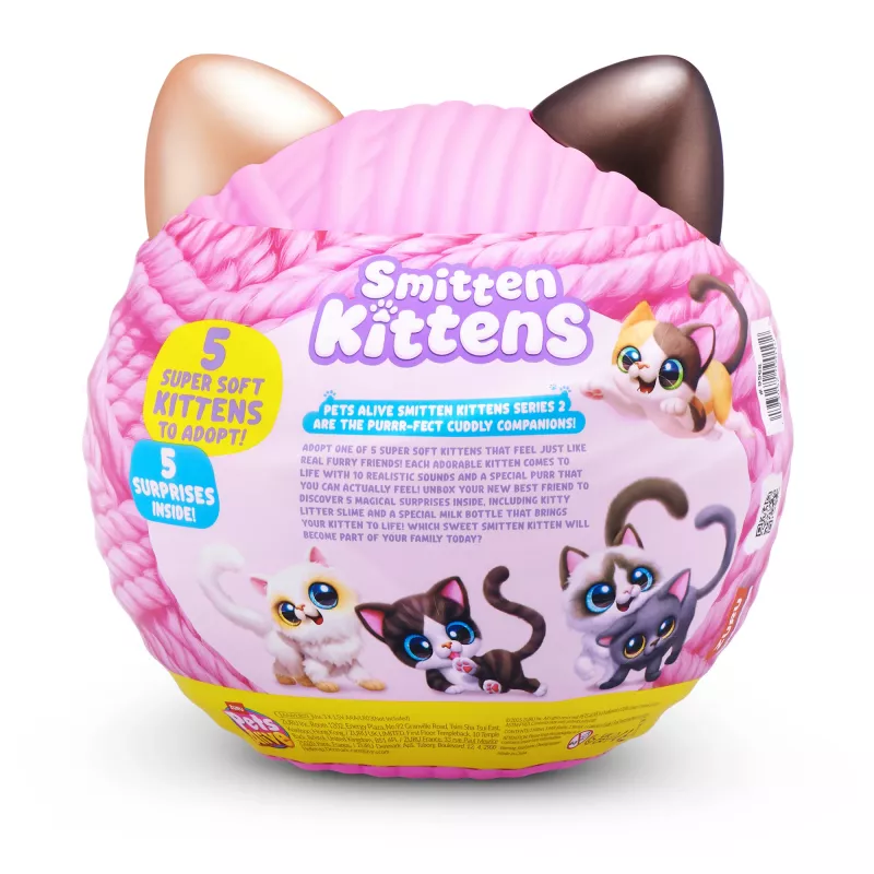 Rotaļlietu kaķis Zuru Pets Alive Smitten Kittens Series 2 — interaktīvs skaņu kaķēns, 3+ gadi, AAA baterijas