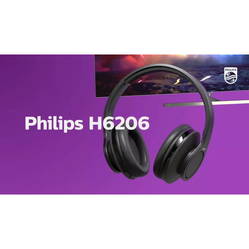 Philips 6000 sērijas TAH6206BK/00 bezvadu austiņas ar Bluetooth, melnas
