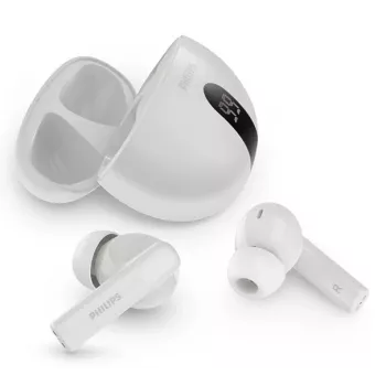 Bezvadu austiņas Philips TAT2520WT/00 — Bluetooth, trokšņu slāpēšana, balss zvaniem un mūzikai, 20–20000 Hz, 10 m darbības rādiuss, baltas, 40 g