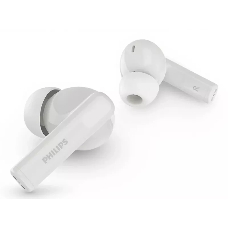 Bezvadu austiņas Philips TAT2520WT/00 — Bluetooth, trokšņu slāpēšana, balss zvaniem un mūzikai, 20–20000 Hz, 10 m darbības rādiuss, baltas, 40 g