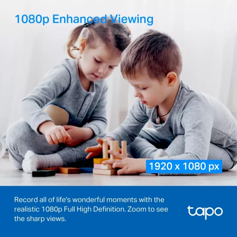 TP-Link Tapo Pan/Tilt mājas drošības Wi-Fi kamera, IP drošības kamera, Iekštelpām, Bezvadu, 2,4 GHz, Galds, Melna, Balta
