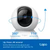 TP-Link Tapo Pan/Tilt mājas drošības Wi-Fi kamera, IP drošības kamera, Iekštelpām, Bezvadu, 2,4 GHz, Galds, Melna, Balta