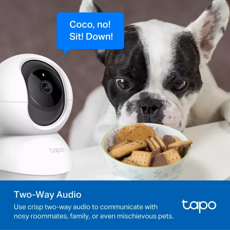 TP-Link Tapo Pan/Tilt mājas drošības Wi-Fi kamera, IP drošības kamera, Iekštelpām, Bezvadu, 2,4 GHz, Galds, Melna, Balta