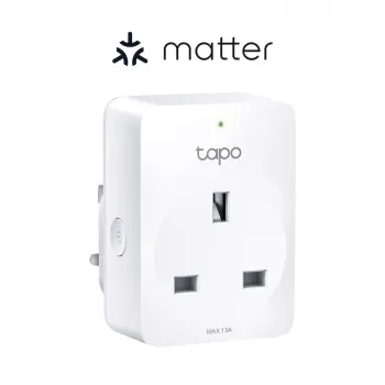 Viedā kontaktligzda TP-Link Tapo Mini P110M — Wi-Fi/Bluetooth iekštelpu viedā rozete, 16 A, 100–240 V, 3680 W, balta