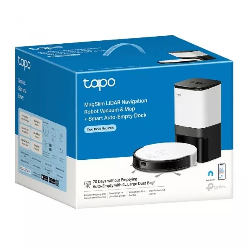 TP-Link Tapo RV20 Mop Plus 0.35 L Melns, Balts