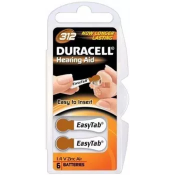Duracell DA312 dzirdes aparāta baterija, vienreizējās lietošanas, cinka-gaisa