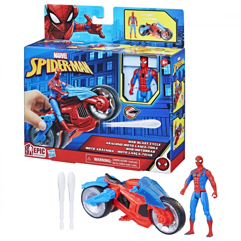 Marvel Spider-Man Web Blast Cycle Rotaļu Komplekts ar Spider-Man Figūriņu
