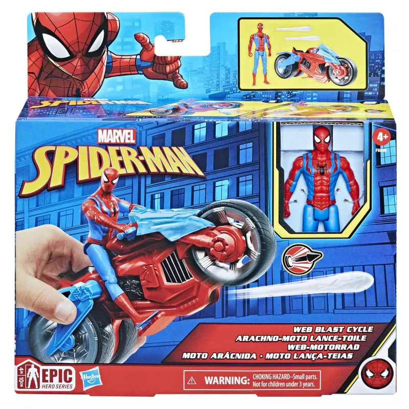 Marvel Spider-Man Web Blast Cycle Rotaļu Komplekts ar Spider-Man Figūriņu