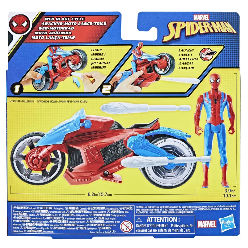 Marvel Spider-Man Web Blast Cycle Rotaļu Komplekts ar Spider-Man Figūriņu