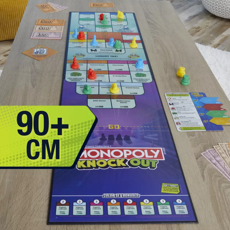 Monopoly Knockout Ģimenes ballīšu spēle, ātri spēlējama galda spēle no 8 gadiem, 2-8 spēlētājiem, 20 minūtes
