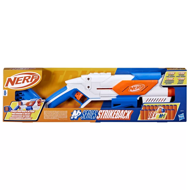 Nerf N Series Strikeback rotaļu blasteris zils oranžs balts 8+