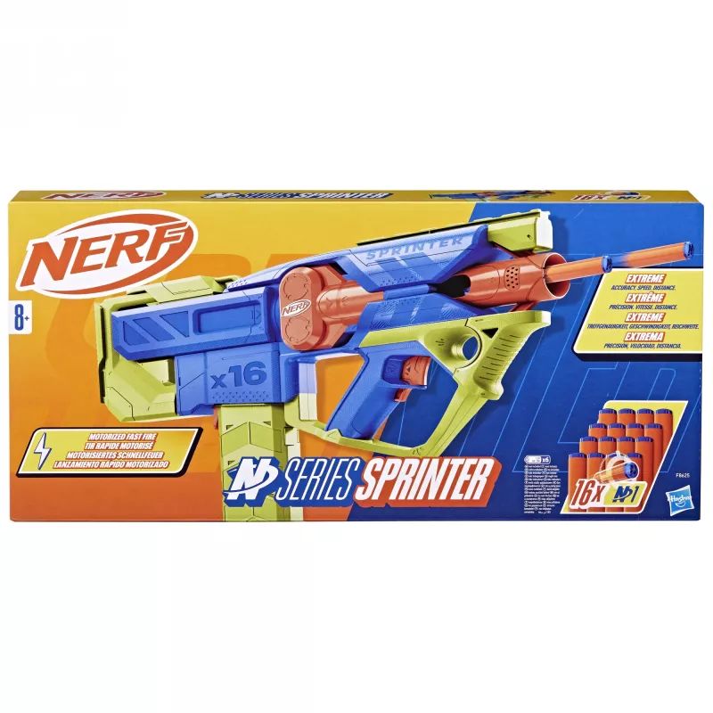 Nerf N Series Sprinter F8625 motorizēts šautriņu blasteris, zils/zaļš/oranžs