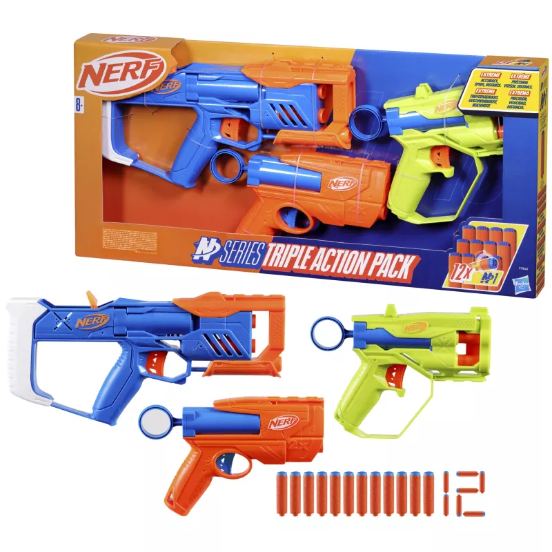 Nerf N Series Triple Action Pack, rotaļu šāvējs, 8 gadi