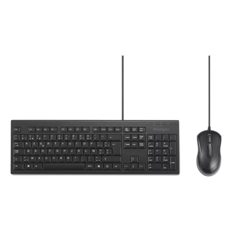 Kensington K75452BE, vadu tastatūras un peles komplekts, USB, membrānas, AZERTY, melns