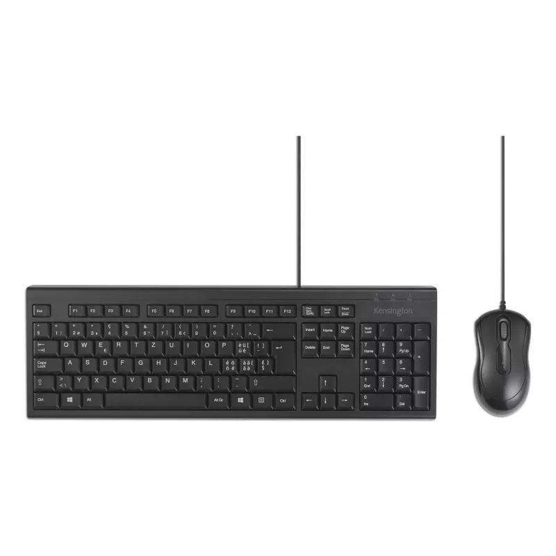 Kensington K75452CH, vadu tastatūras un peles komplekts, USB, membrānas, QWERTZ, melns