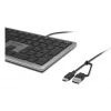 Kensington KB515 EQ vadu tastatūra ar USB-C/USB-A, pilnizmēra (100%), QWERTY, pelēka