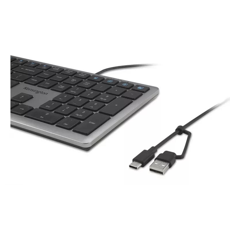 Kensington KB515 EQ vadu tastatūra ar USB-C/USB-A, pilnizmēra (100%), QWERTY, pelēka