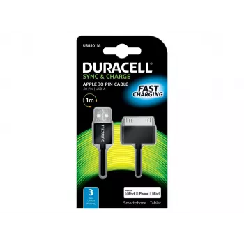 Duracell Sync/Charge kabelis 1m Melns