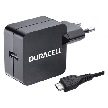 Duracell 2.4A sienas lādētājs telefonam/planšetei, iekštelpu, AC, 5 V, 2.4 A, melns