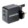 Duracell 2x2.4A USB lādētājs telefonam/planšetei, iekštelpu, AC, 5 V, melns