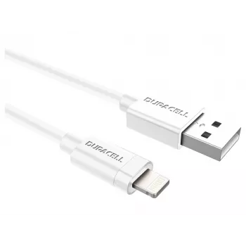 Duracell Sync/Charge kabelis 1 m balts, USB A, Lightning, 2.0