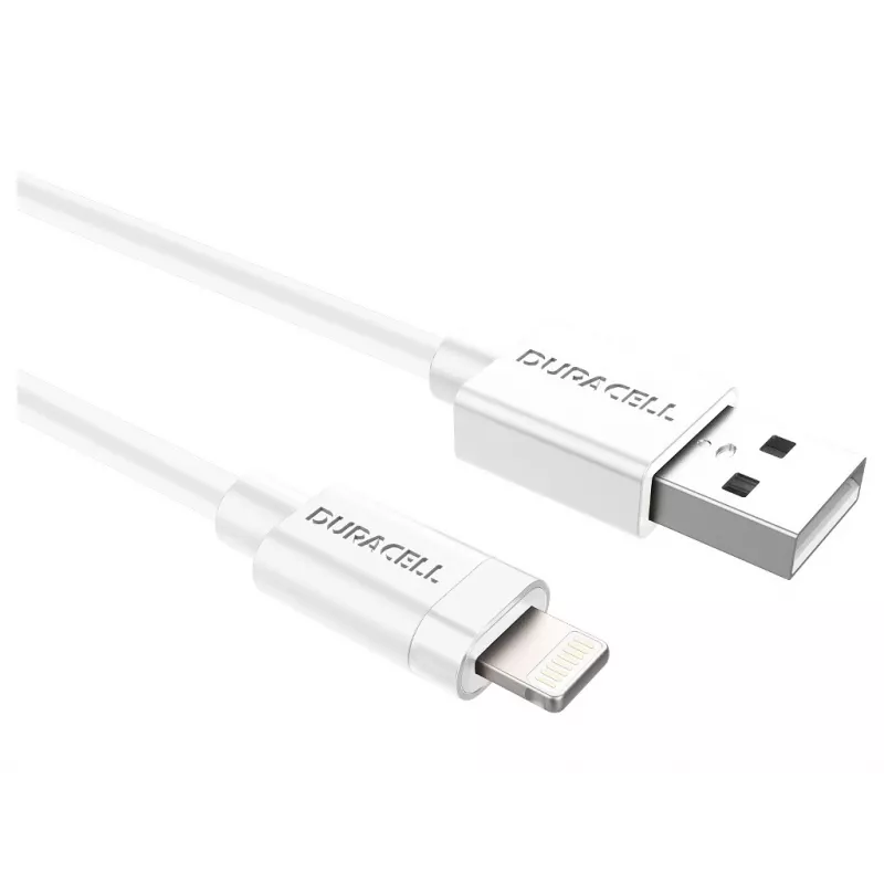 Duracell Sync/Charge kabelis 1 m balts, USB A, Lightning, 2.0