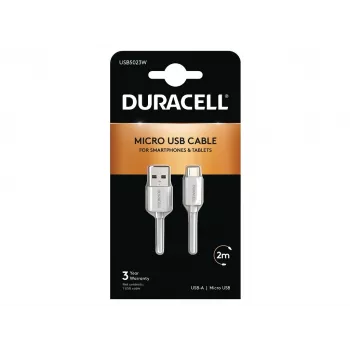 Duracell Sync/Charge kabelis 2 m balts, USB A — Micro-USB A, 2.0