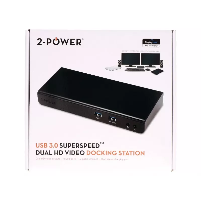 2-Power USB 3.0 Divu Displeju Dokstacija