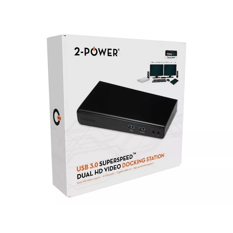 2-Power USB 3.0 Divu Displeju Dokstacija